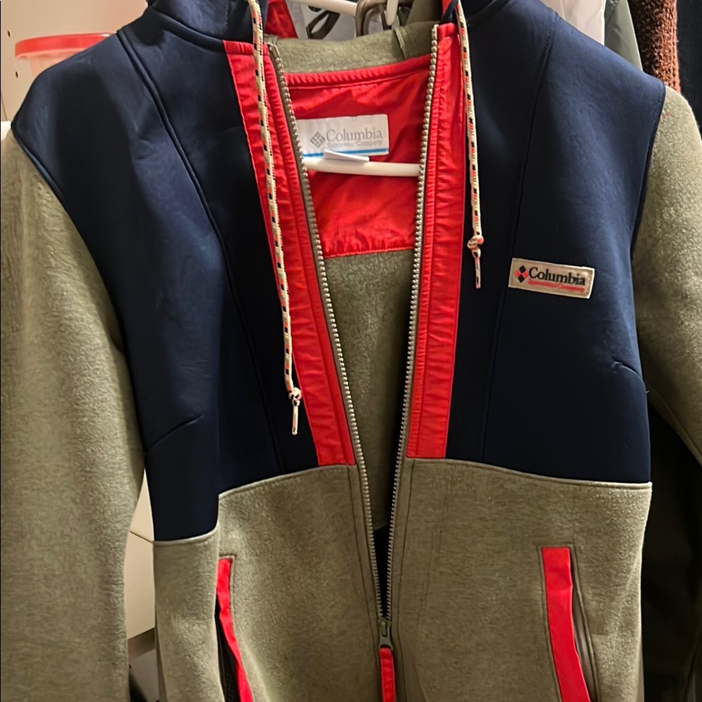 Columbia Blue and Gray Jacket with Red Details